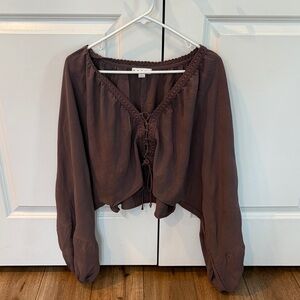 HYFVE Chocolate Brown Cropped Blouse